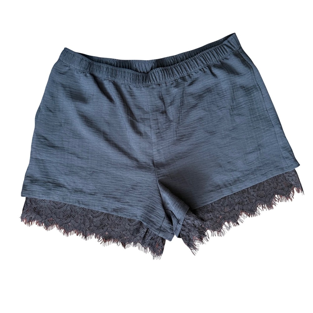A New Day Womens Black Lace Trim Pull On Shorts Size L‎ NWT Romantic Date Night
